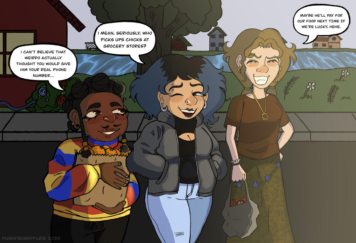 Dani, Cheyenne, and Diana Scenic Drawing